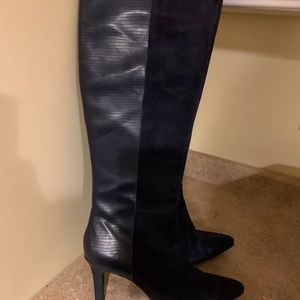 Navy boot / brushes suede / faux leather